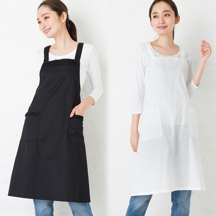 楽天市場】エプロン 白 黒 フォーマル 上品 ローズレース付き バック