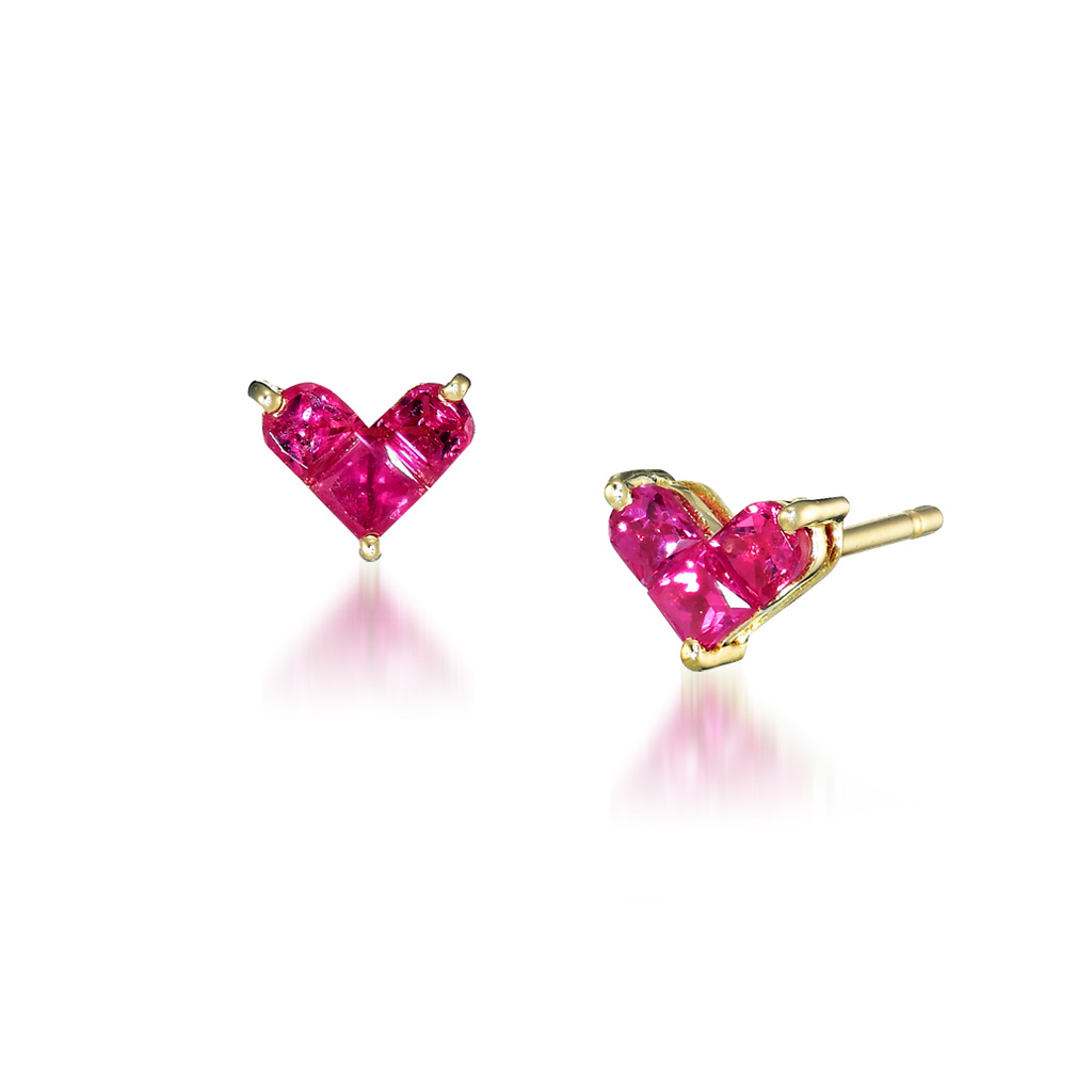 MYSTERIOUS HEART RUBY PIERCED EARRINGS(2ZP1419)K18 ピアス｜スター