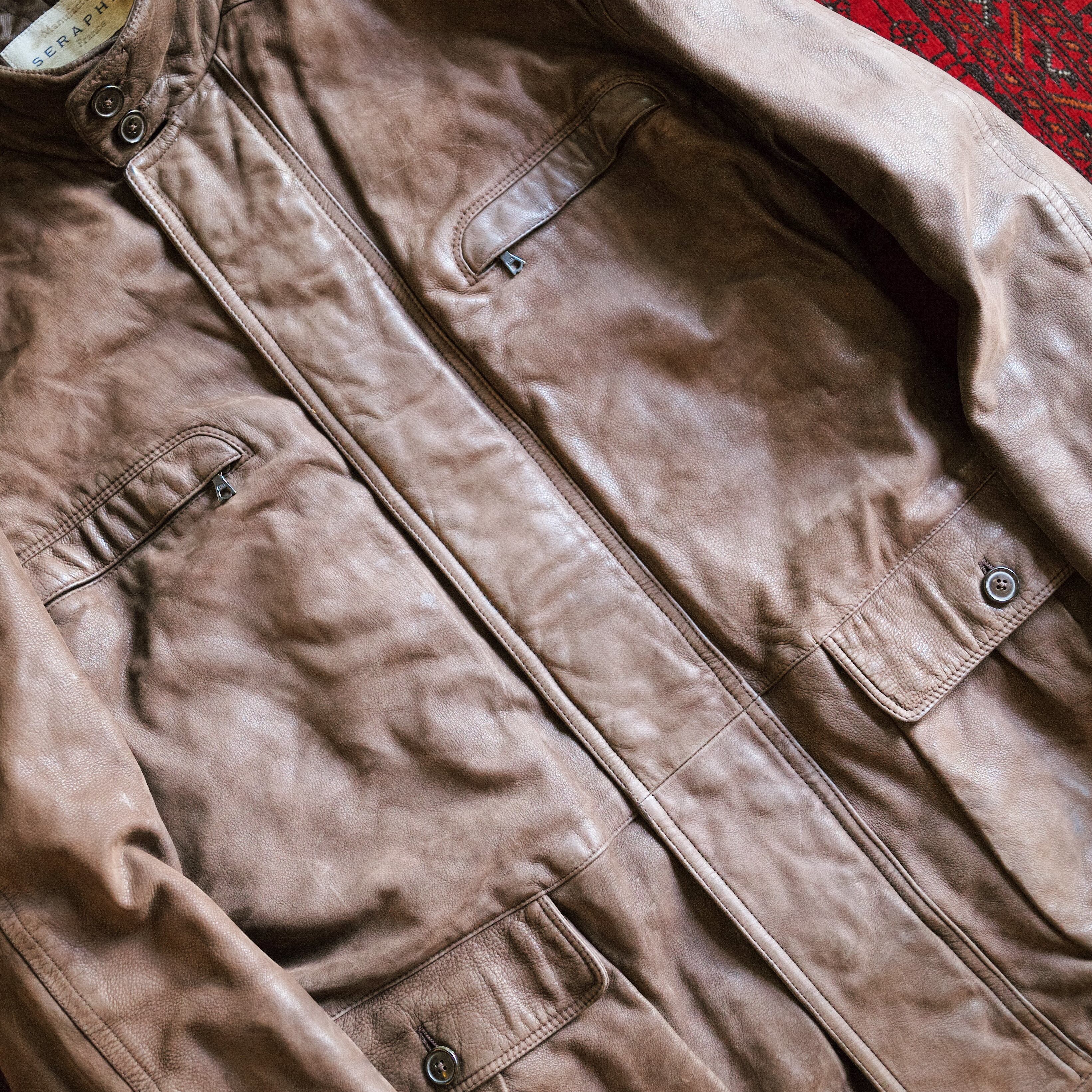 SERAPHIN レザージャケット ブルゾン M-65 ディアスキン 鹿革 フランス