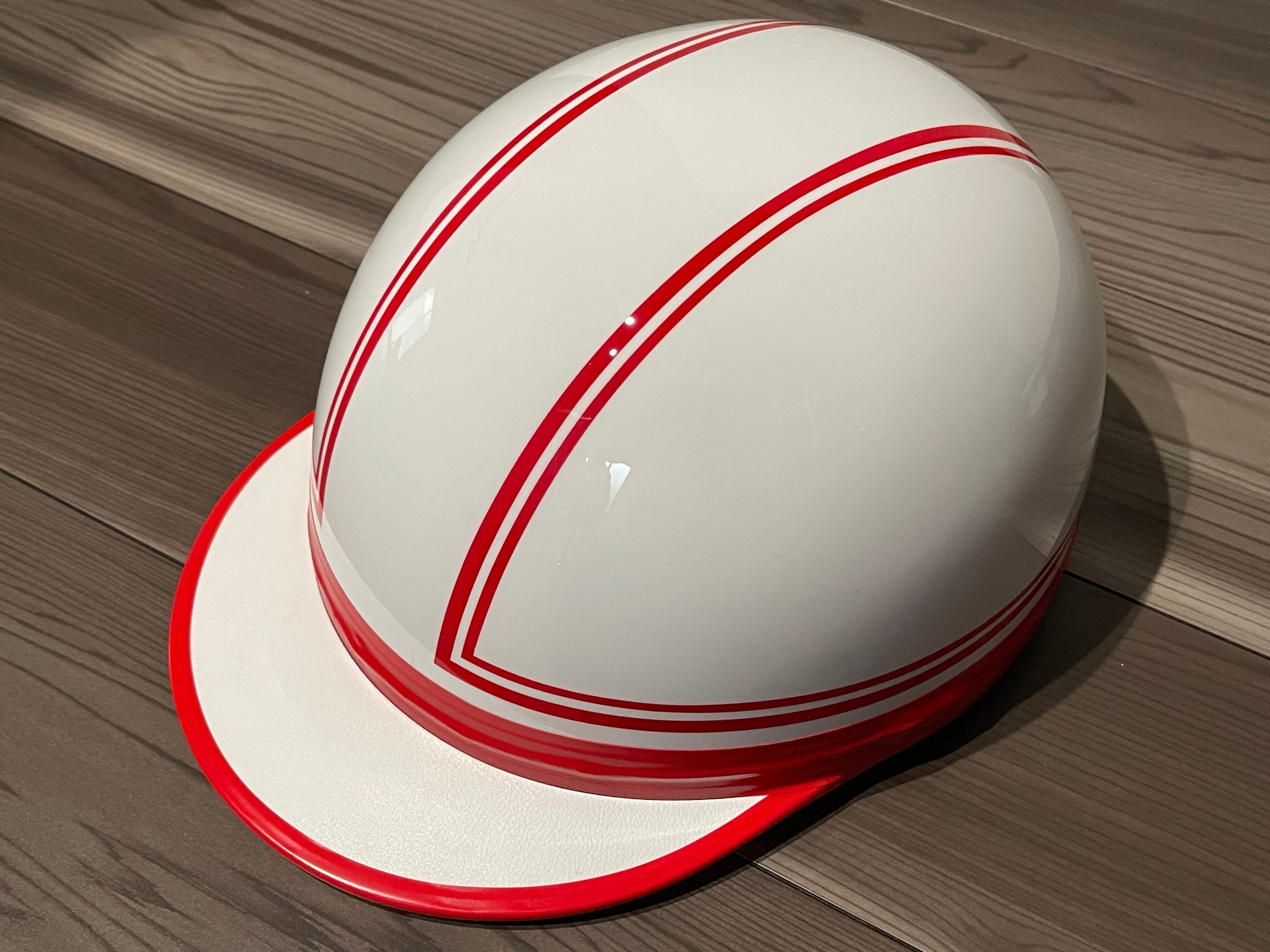 赤白 ライン コルク半 ヘルメット 桜吹雪 | clover98