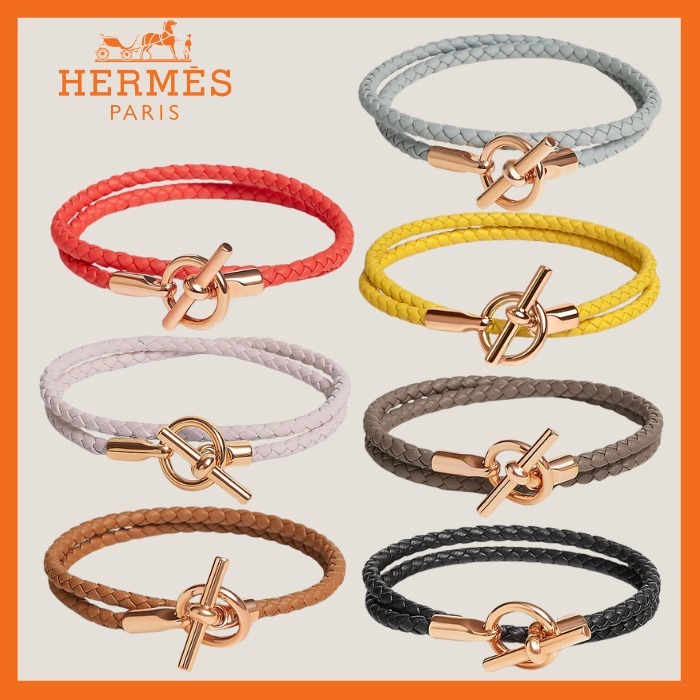 シンプルなデザイン【HERMES】レザーブレスレット 《グレナン