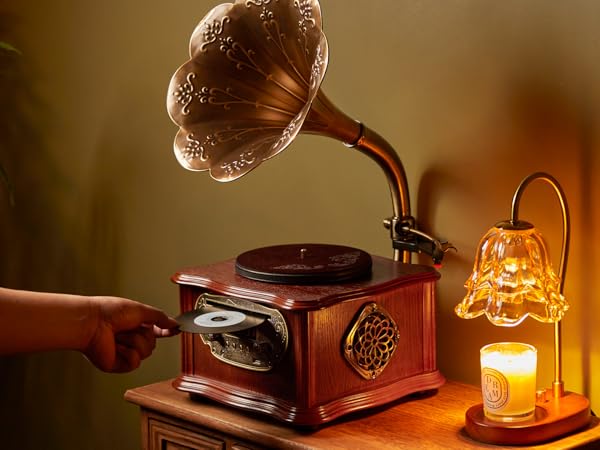 Amazon.co.jp: レトロBluetoothスピーカー、ポータブルミニ蓄音機