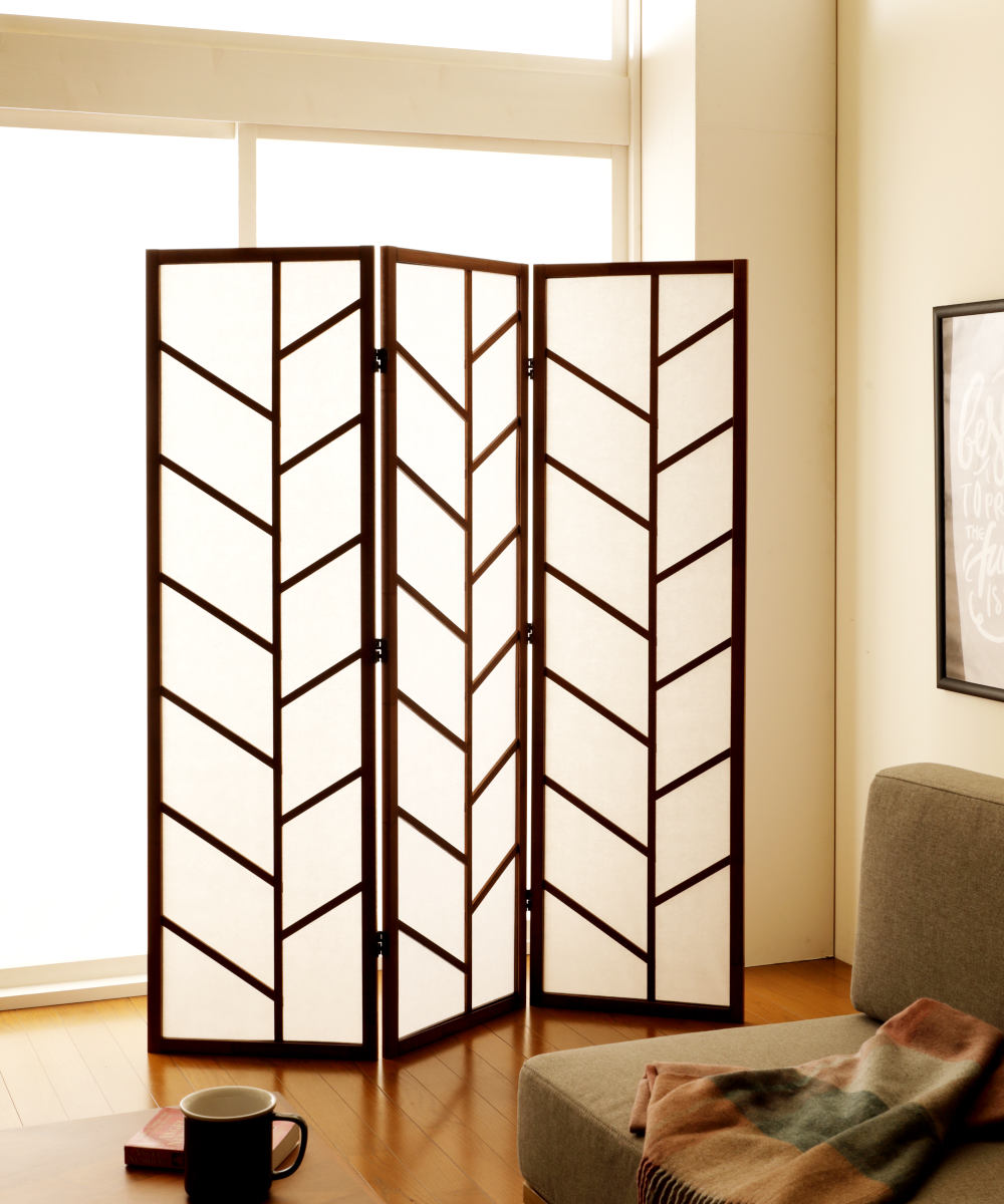 弘益 衝立 3連 高さ150cm 折りたたみ 天然木 杉 完成品 間仕切り