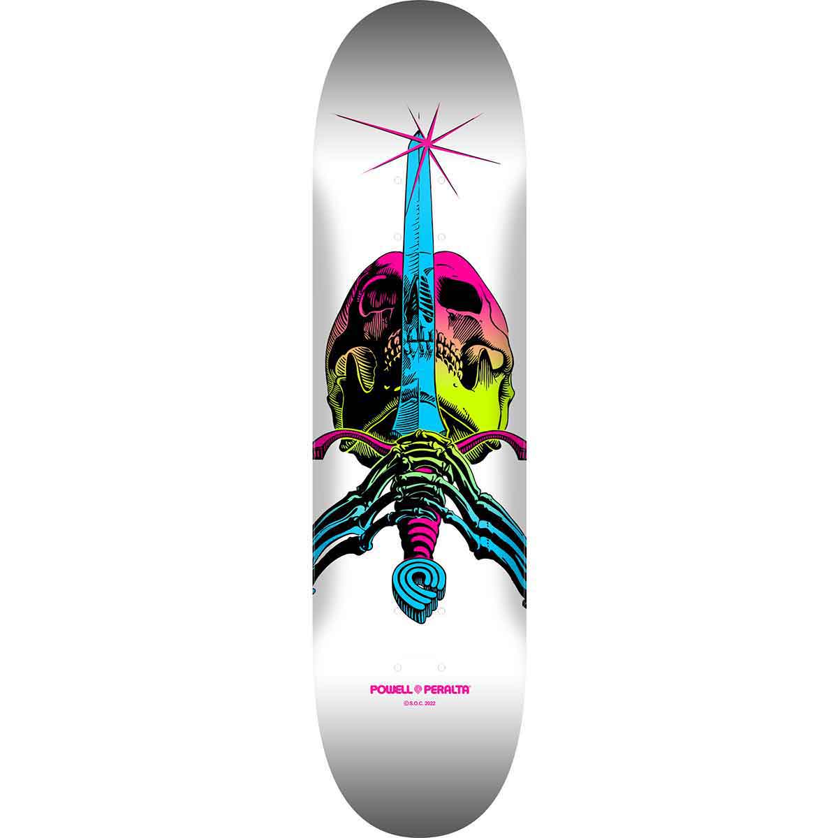 Powell Peralta Skull & Sword Skateboard Deck - Lime Fade/White