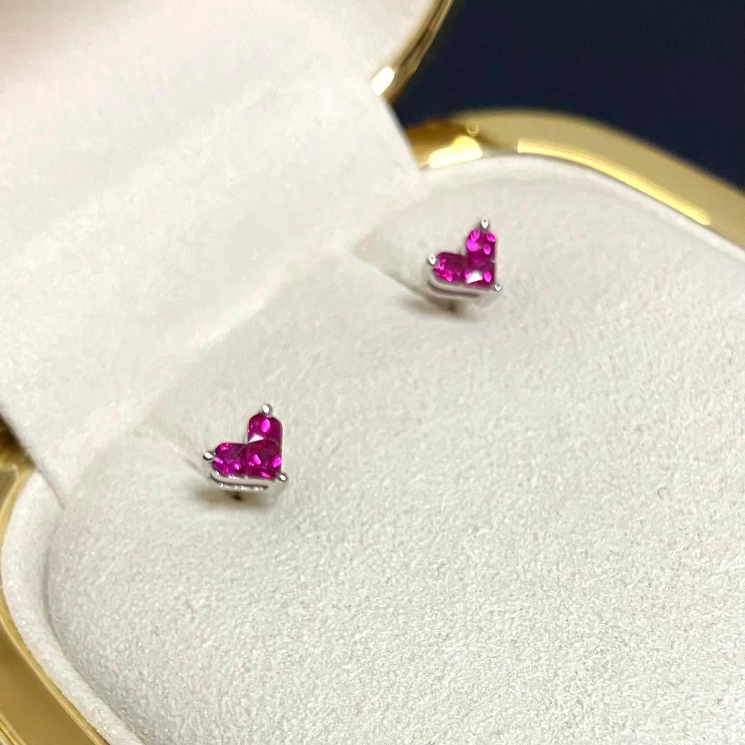 ピニャコ様】K18 WG ミステリアスハート ルビー 0.36ct ピアス - メルカリ
